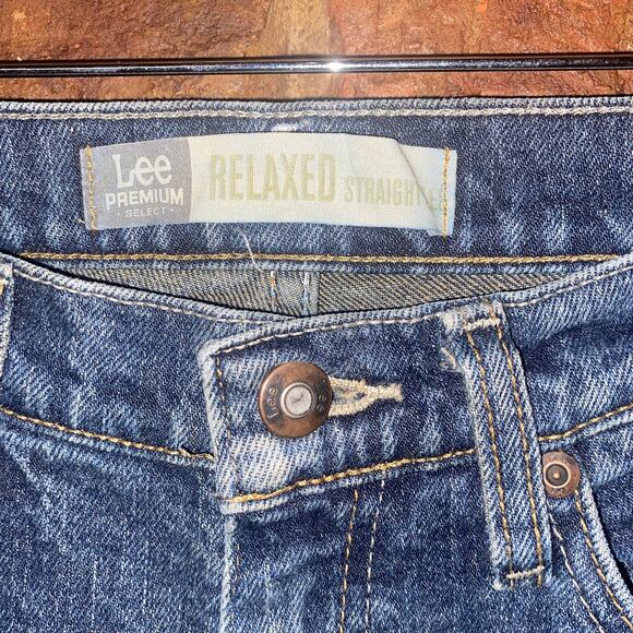 Lee Dark Wash Blue Denim Relaxed Straight Leg Jeans Men's Size 32x31 - Picture 4 of 8